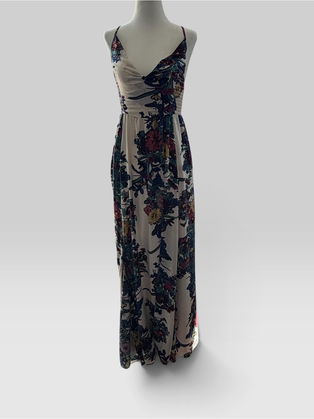 Free People Floral Maxi Dress Boho Cottagecore Romantic Racerback Festival